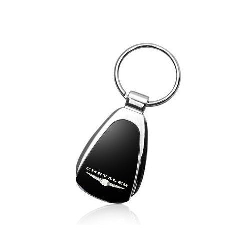 Schlüsselanhänger Chrysler, Metall, Tropfenform, schwarz/silber