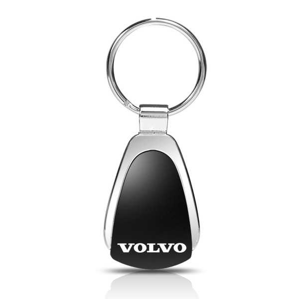 Schlüsselanhänger Volvo, Metall, Tropfenform, schwarz/silber