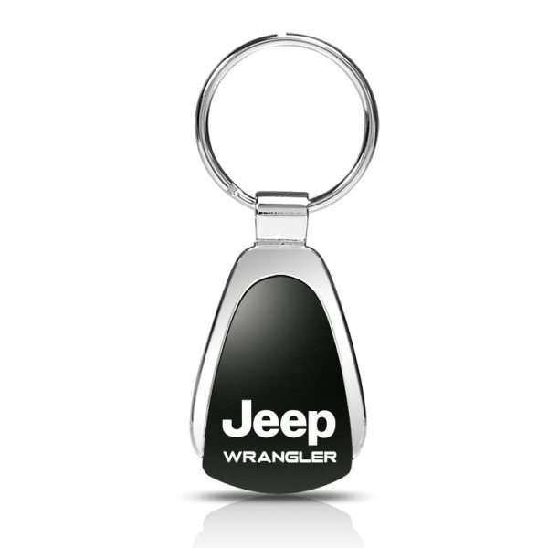 Schlüsselanhänger Jeep Wrangler, Metall, Tropfenform, schwarz/silber