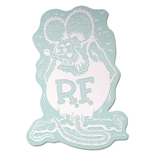Rat Fink Aufkleber, weiß, 80 mm