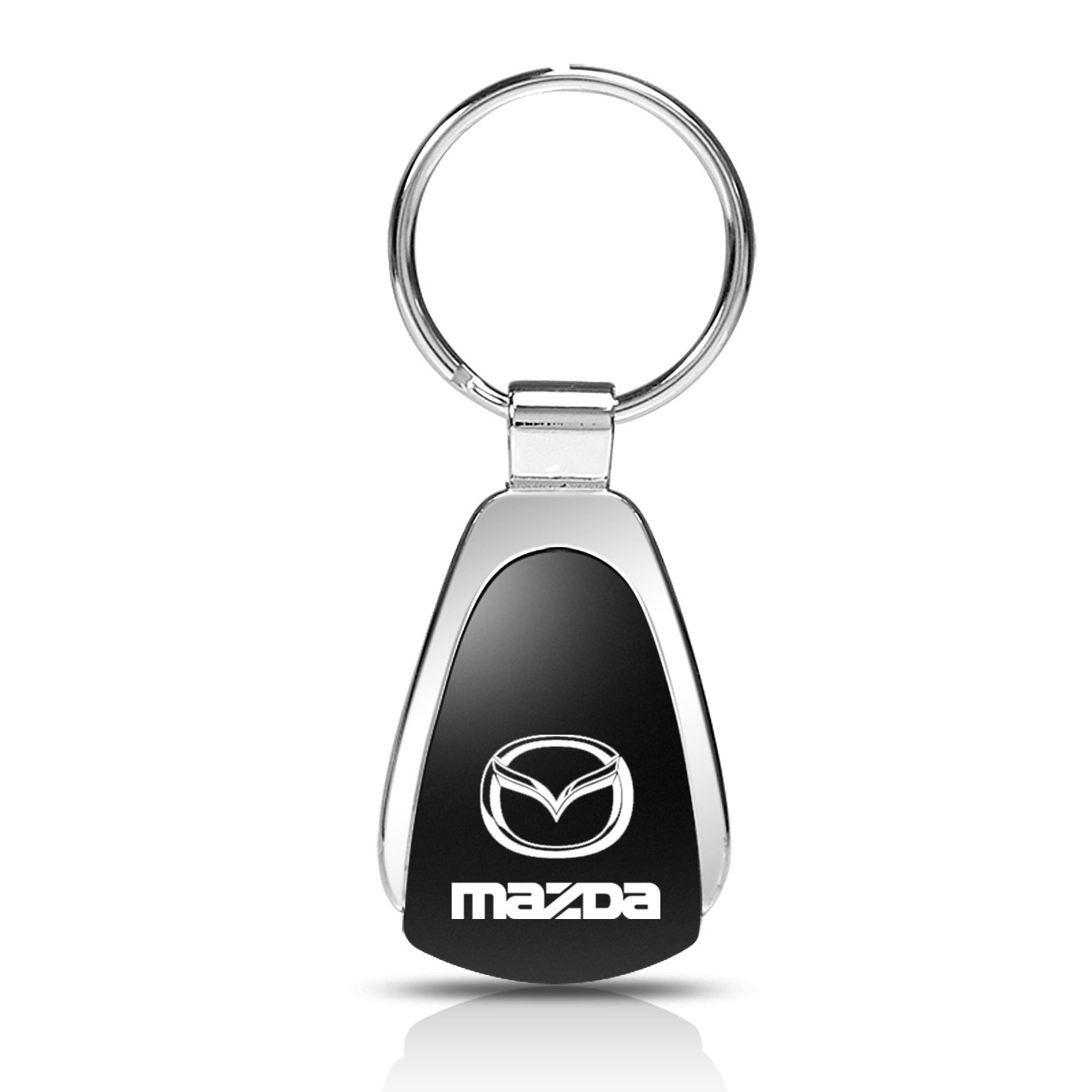 Schlüsselanhänger Mazda, Metall, Tropfenform, schwarz/silber, weitere  Fahrzeughersteller, Schlüsselanhänger