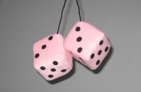 Plüschwürfel, Fuzzy Dice, 6 Farben, 7x7 cm pink