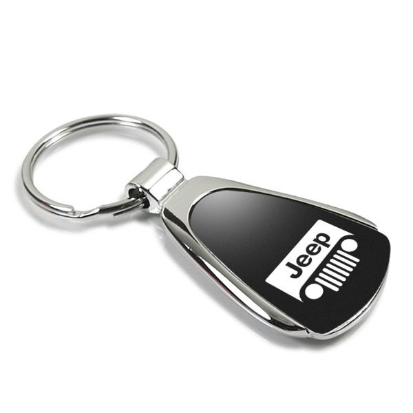 Schlüsselanhänger Jeep Grille, Metall, Tropfenform, schwarz/silber