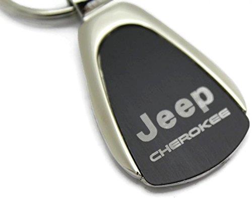 Schlüsselanhänger Jeep Cherokee, Metall, Tropfenform, schwarz/silber