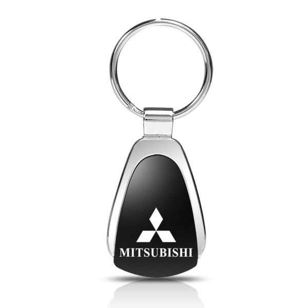 Schlüsselanhänger Mitsubishi, Metall, Tropfenform, schwarz/silber