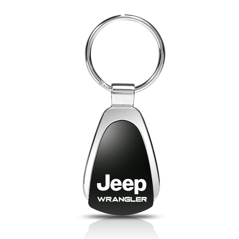 Schlüsselanhänger Jeep Wrangler, Metall, Tropfenform, schwarz/silber, Chrysler, Dodge, RAM, Jeep (Mopar), Schlüsselanhänger