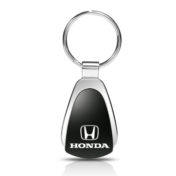Schlüsselanhänger Honda, Metall, Tropfenform, schwarz/silber