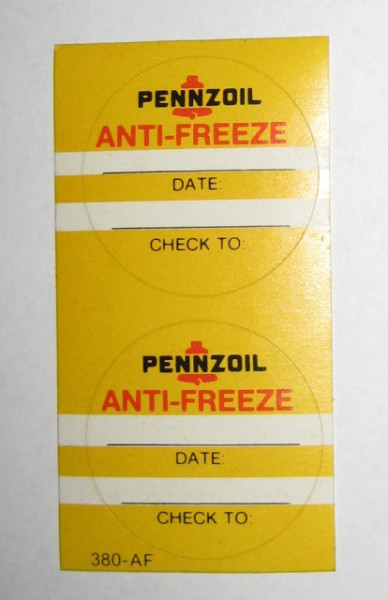 Serviceaufkleber Pennzoil Anti-Freeze