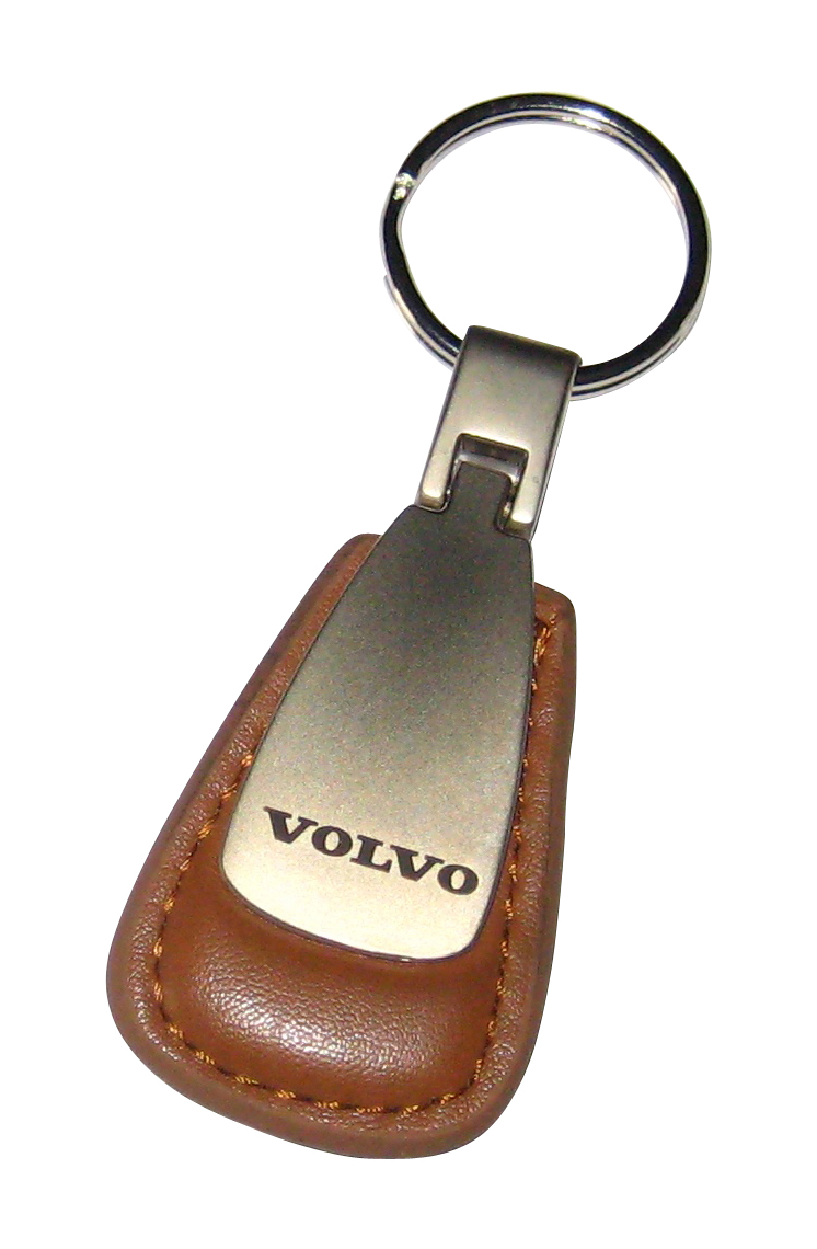 Schlüsselanhänger Volvo, Metall/Leder, satiniert, weitere  Fahrzeughersteller, Schlüsselanhänger