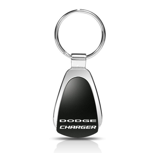 Schlüsselanhänger Dodge Charger, Metall, Tropfenform, schwarz/silber