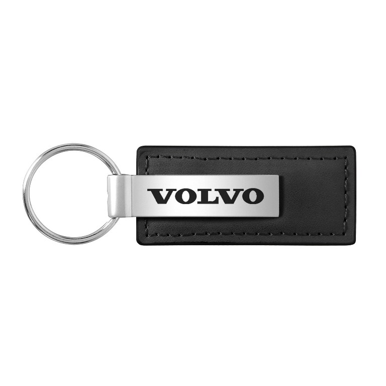 Schlüsselanhänger Volvo, Metall & Leder, schwarz