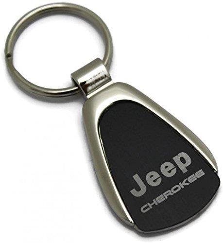 Schlüsselanhänger Jeep Cherokee, Metall, Tropfenform, schwarz/silber, Chrysler, Dodge, RAM, Jeep (Mopar), Schlüsselanhänger