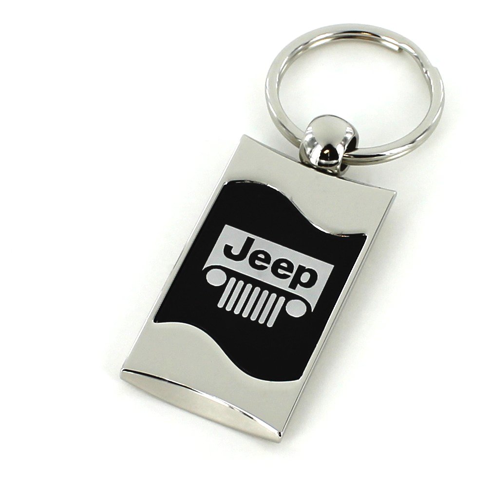 Schlüsselanhänger Jeep Grille, Metall, Tropfenform, schwarz/silber